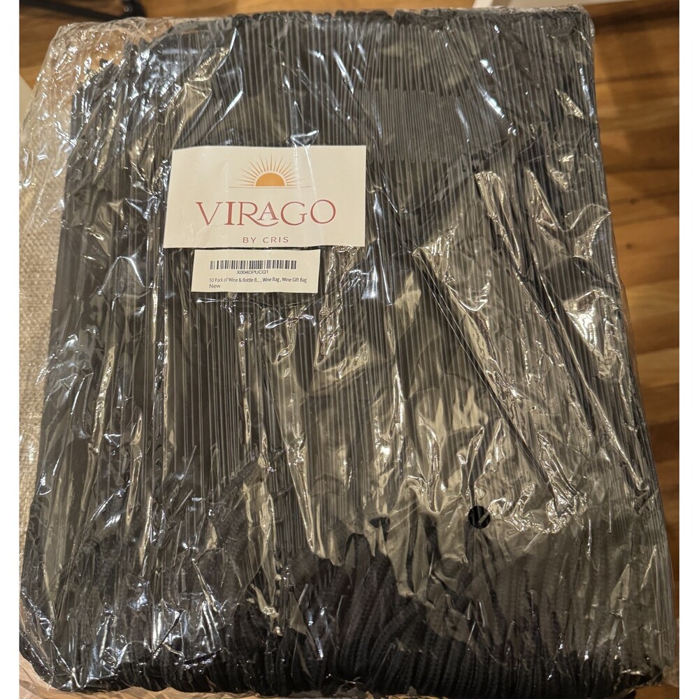 New Virago 50 Pack Black Wine Bottle Bags Gift Bags